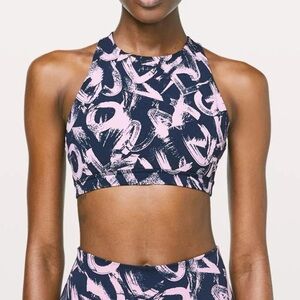Lululemon Free To Be Serene Bra *high Neck In Graffiti Pop Antoinette True Navy